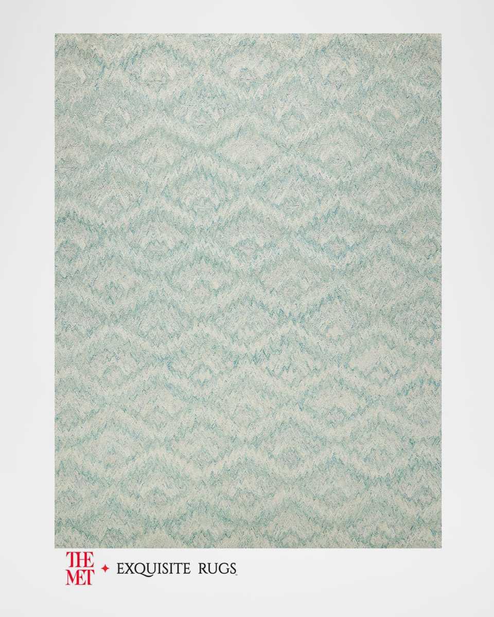 Bargello Hand-Tufted Turquoise Rug, 9' x 12'